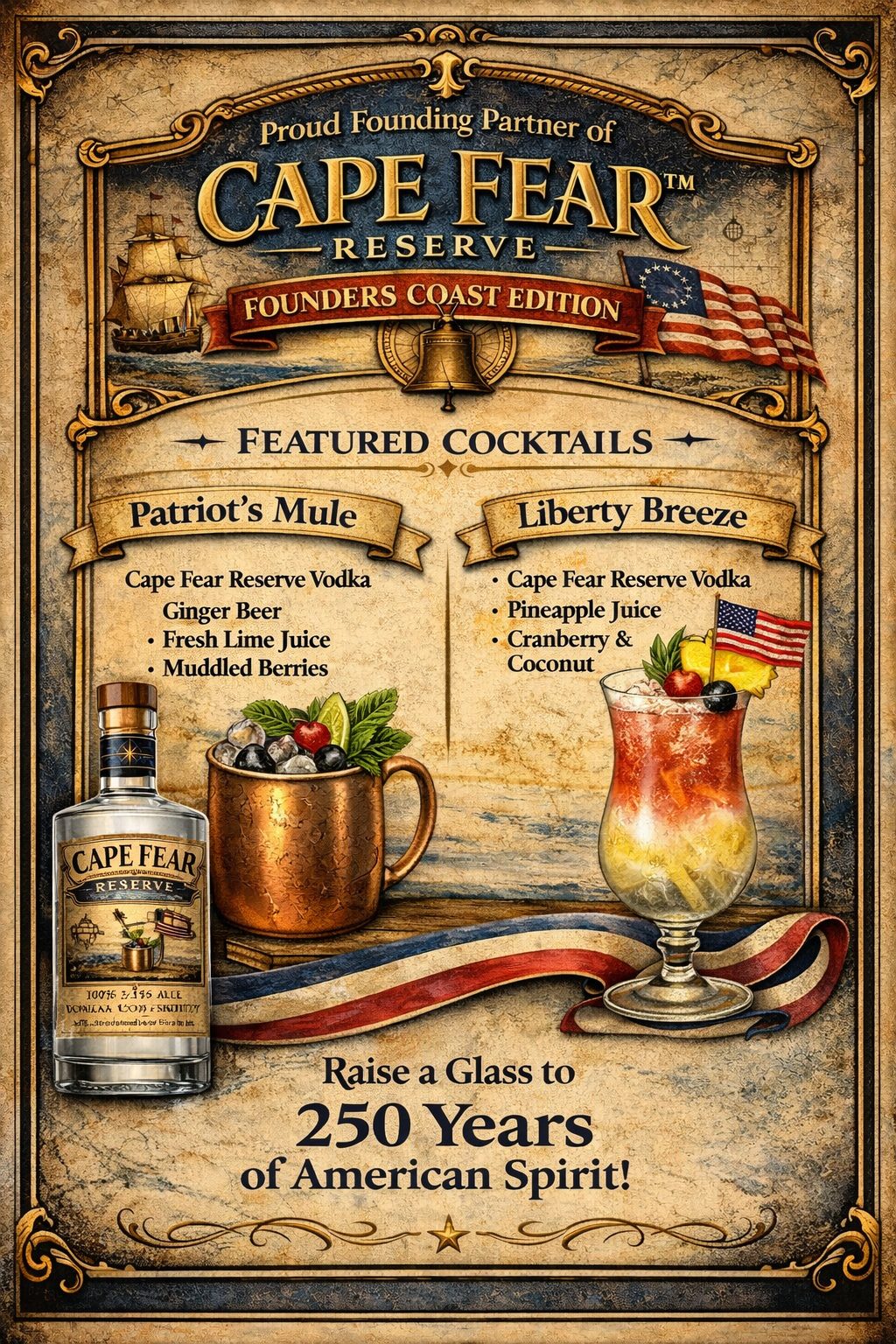 Cape Fear Reserve cocktail bar card